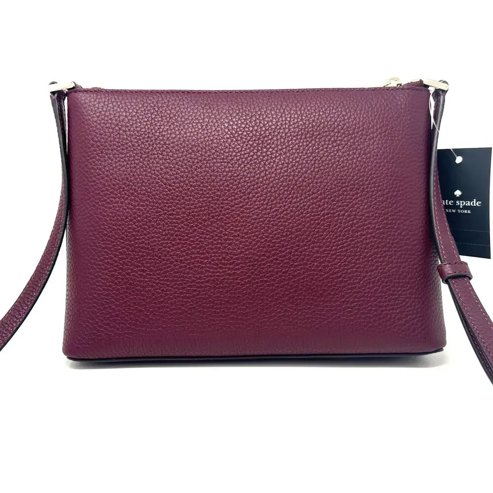 Kate Spade Harlow Crossbody Purse Deep Berry Purple Leather WKR00058